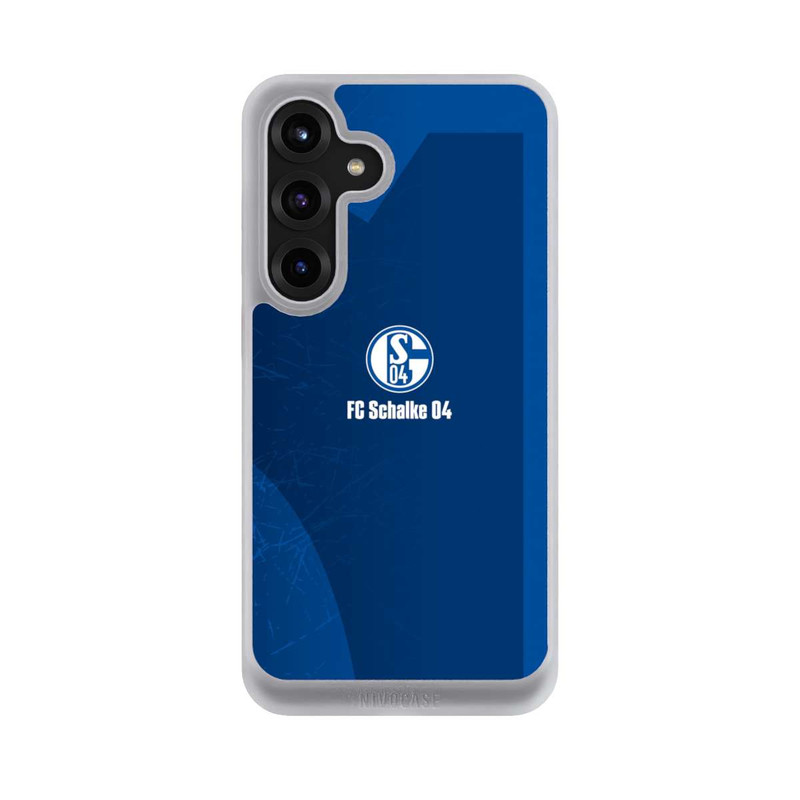 Galaxy S25 + NIVOcore Schalke 04 Blauer Hintergrund Mit Logo