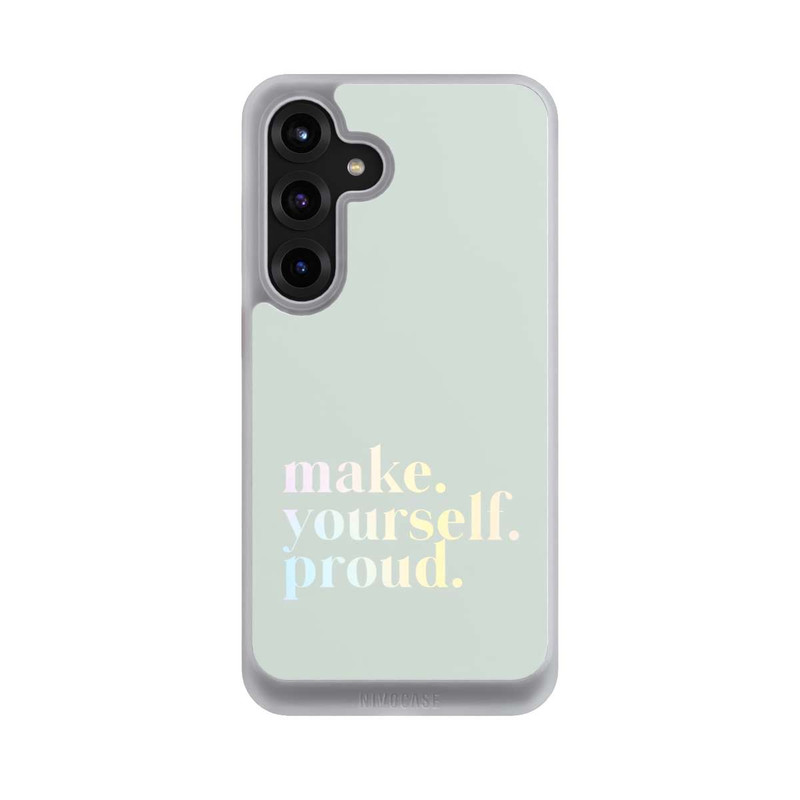Galaxy S25 + NIVOcore Make Yourself Proud Zitat-Minze und Farbverlauf