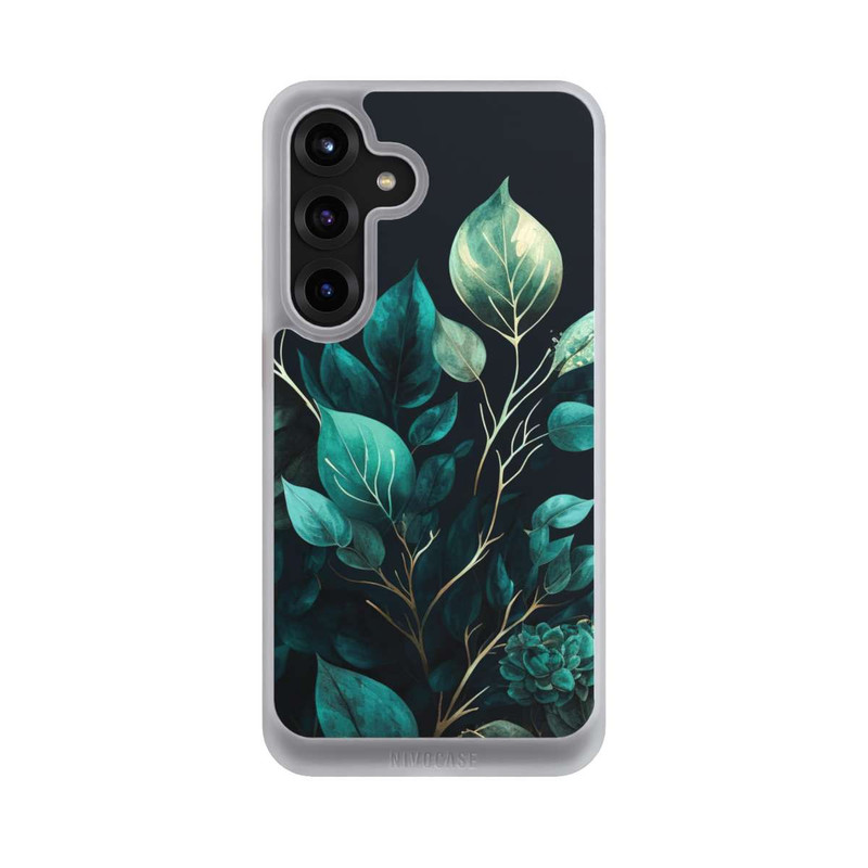 Galaxy S25 + NIVOcore Grüne Eukalyptus Blätter mit dunklem Hintergrund mit KI