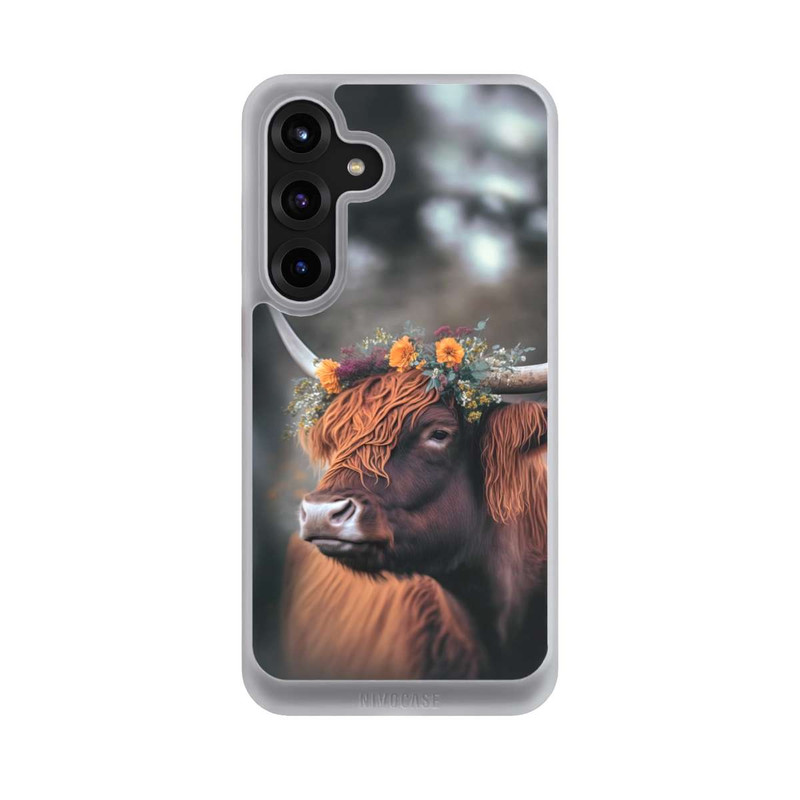 Galaxy S25 + NIVOcore Hochland Rind mit Blumen mit KI