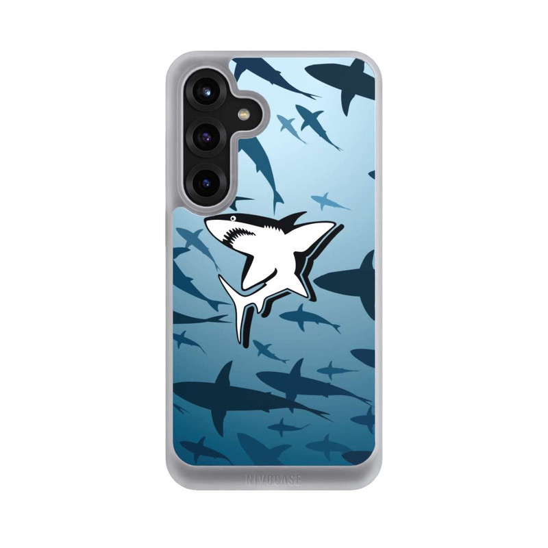 Galaxy S25 + NIVOcore Haie Muster Blau