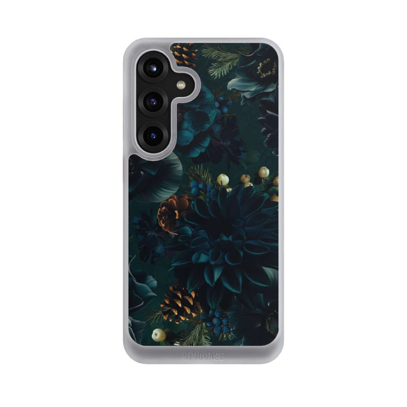 Galaxy S25 + NIVOcore Blumenmuster Grün und Blau
