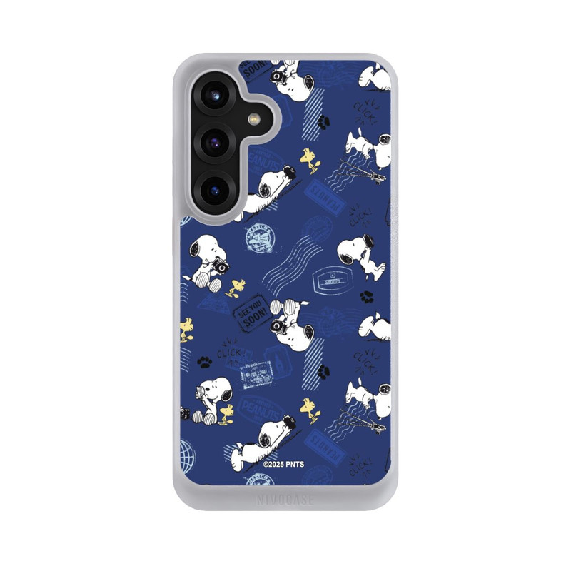 Galaxy S25 + NIVOcore Peanuts Travel Stamps Pattern Blue