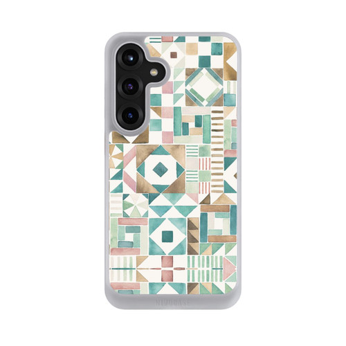 Samsung Galaxy S25+  NIVOcore Geometric Blocks Retro Vintage Patchwork Green