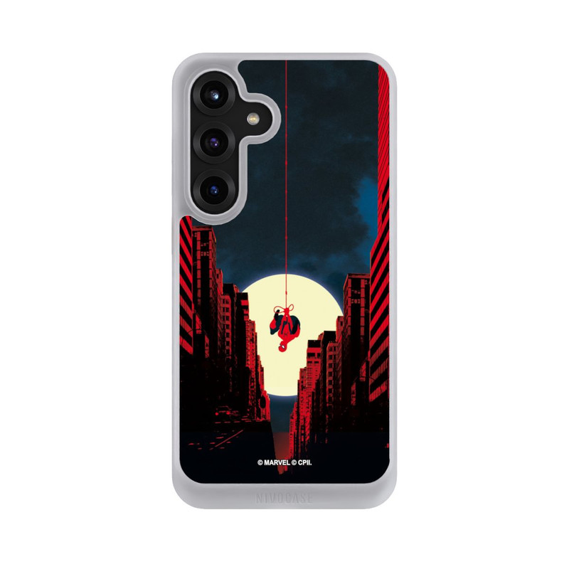 Galaxy S25 + NIVOcore Spider-Man Marvel between Skyscrapers