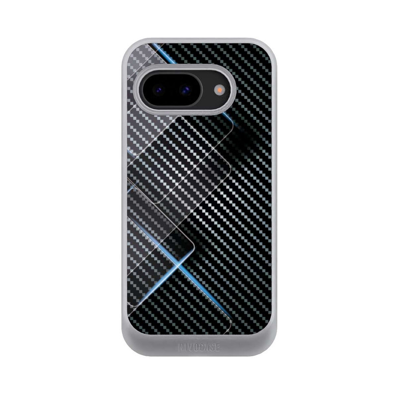 Pixel 9a NIVOcore Blaue Linien auf Karbon