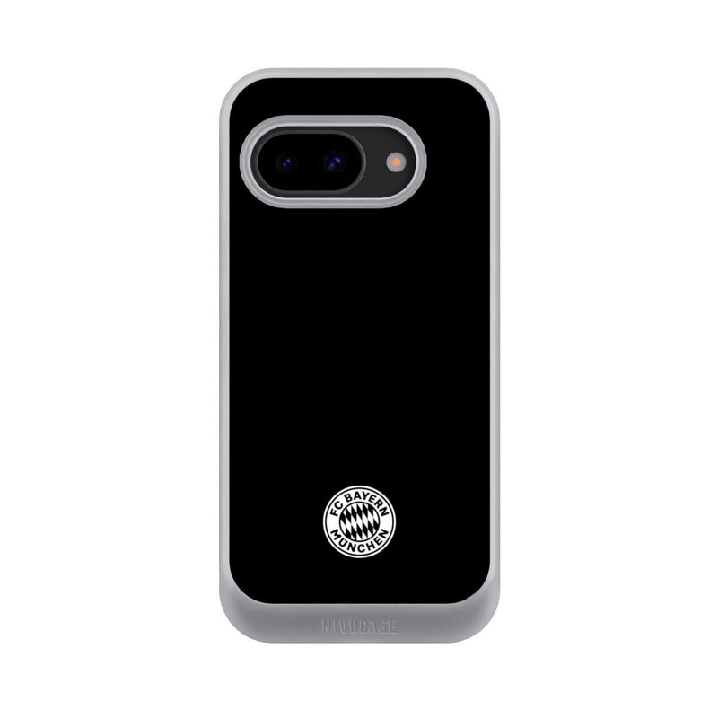 Pixel 9a NIVOcore Logo FCB Classique Petit - Blanc sur Fond Noir
