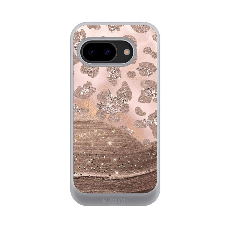 Pixel 9a NIVOcore Silberner Leoparden Glitzerlook