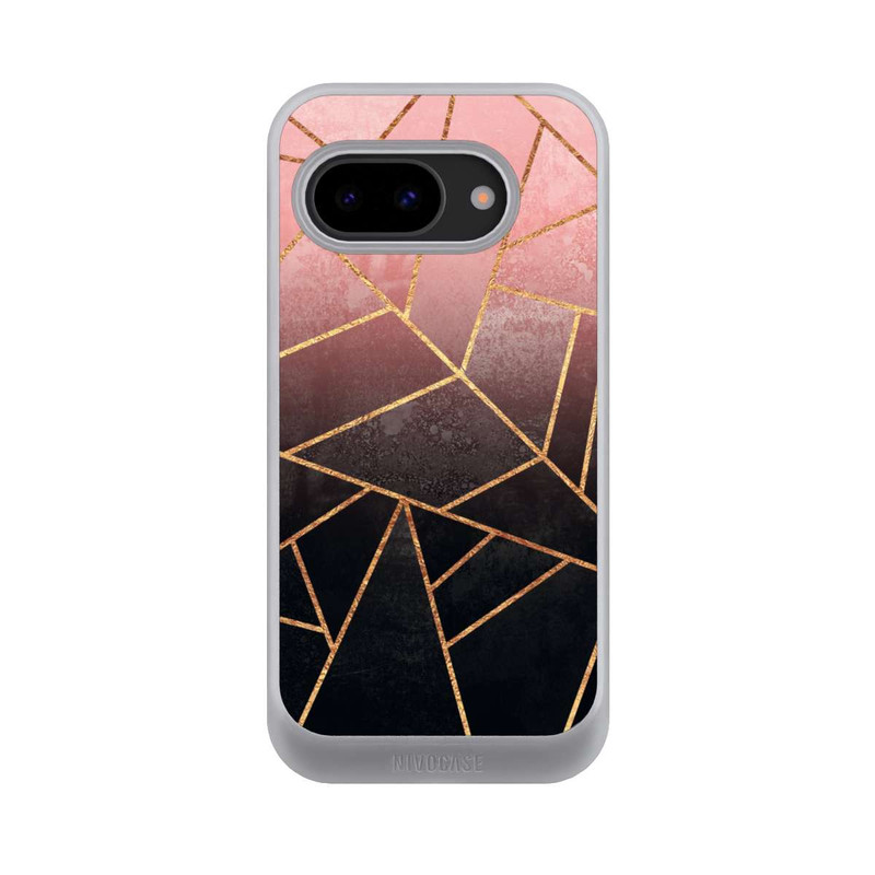 Pixel 9a NIVOcore Pinker und Schwarzer Stein Gold Druck