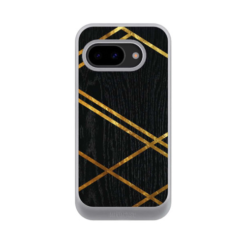 Google Pixel 9a NIVOcore Schwarzes geometrisches Muster Goldene Streifen