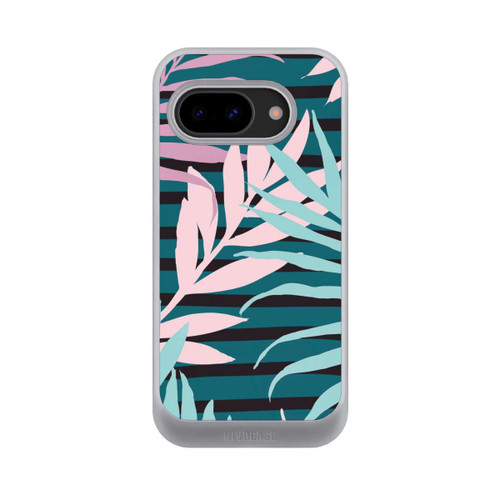 Google Pixel 9a NIVOcore Feuilles de jungle pastel rose sarcelle