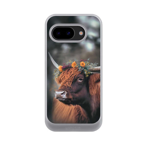 Google Pixel 9a NIVOcore Vache des Highlands avec des fleurs avec IA