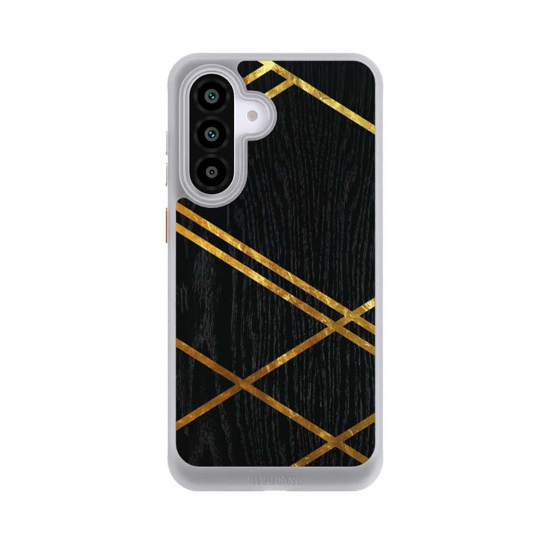 Galaxy A56 5G NIVOcore Schwarzes geometrisches Muster Goldene Streifen