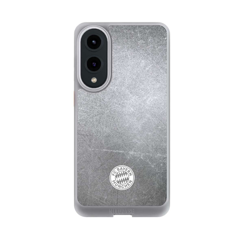 Galaxy S25 Edge NIVOcore Klassisches FCB Logo Klein - Weiß auf Metalllook