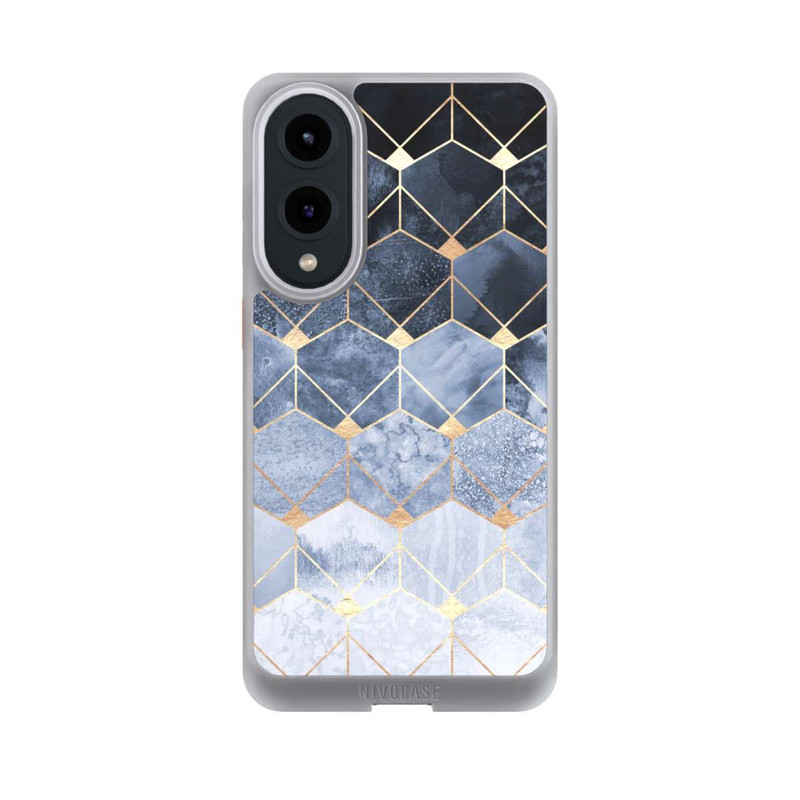 Galaxy S25 Edge NIVOcore Blaue Sechsecke und Diamanten Golddruck