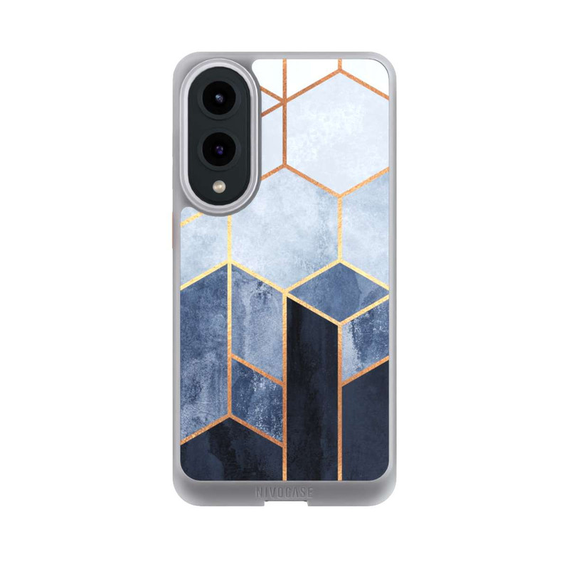 Galaxy S25 Edge NIVOcore Blauer Farbverlauf Sechsecke Golddruck