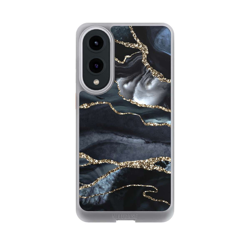 Galaxy S25 Edge NIVOcore Dunkler Marmor Gold Glitzerlook