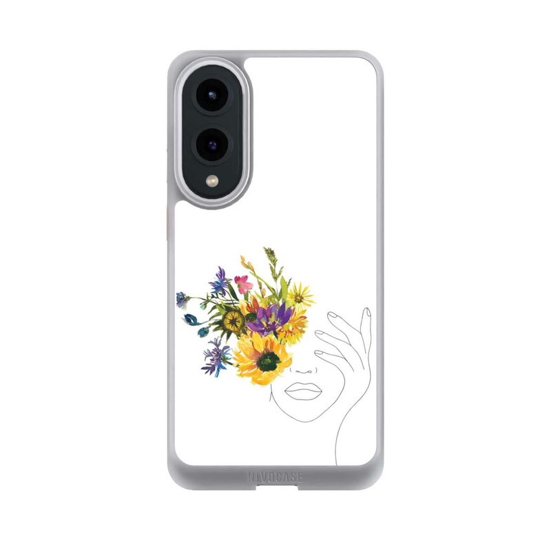 Galaxy S25 Edge NIVOcore Line Art Frau Sonnenblumen