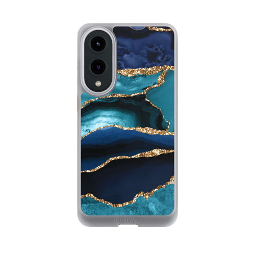 Samsung Galaxy S25 Edge NIVOcore Dark and Light Blue Marble Gold Glitter Look