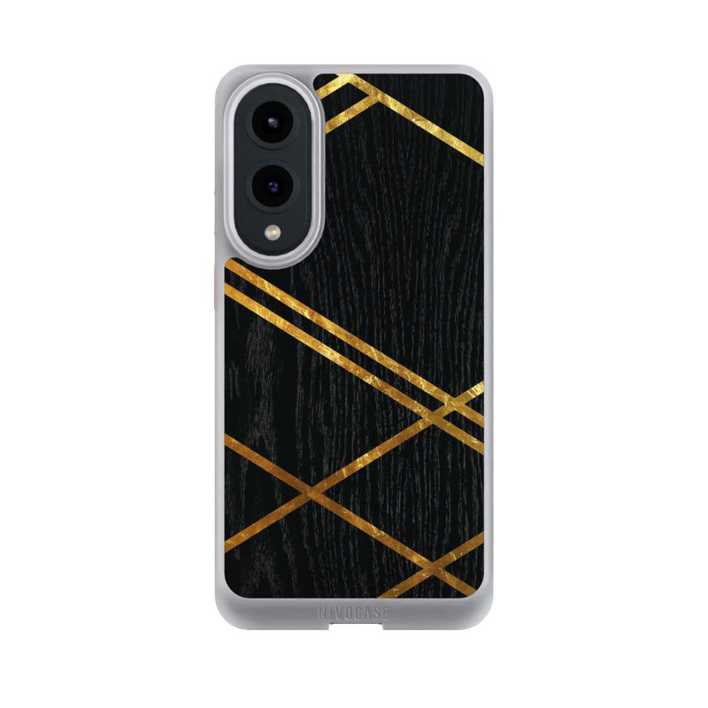 Galaxy S25 Edge NIVOcore Schwarzes geometrisches Muster Goldene Streifen