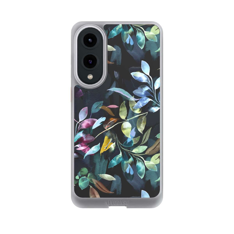 Galaxy S25 Edge NIVOcore Watercolor Mystic Leaves Black