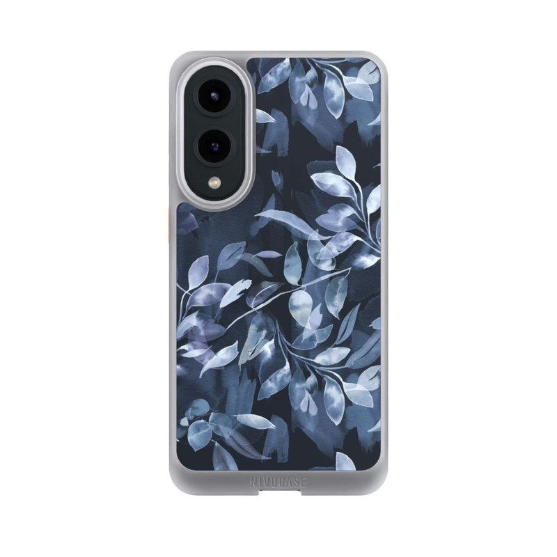 Galaxy S25 Edge NIVOcore Mystische Aquarellblätter marineblau