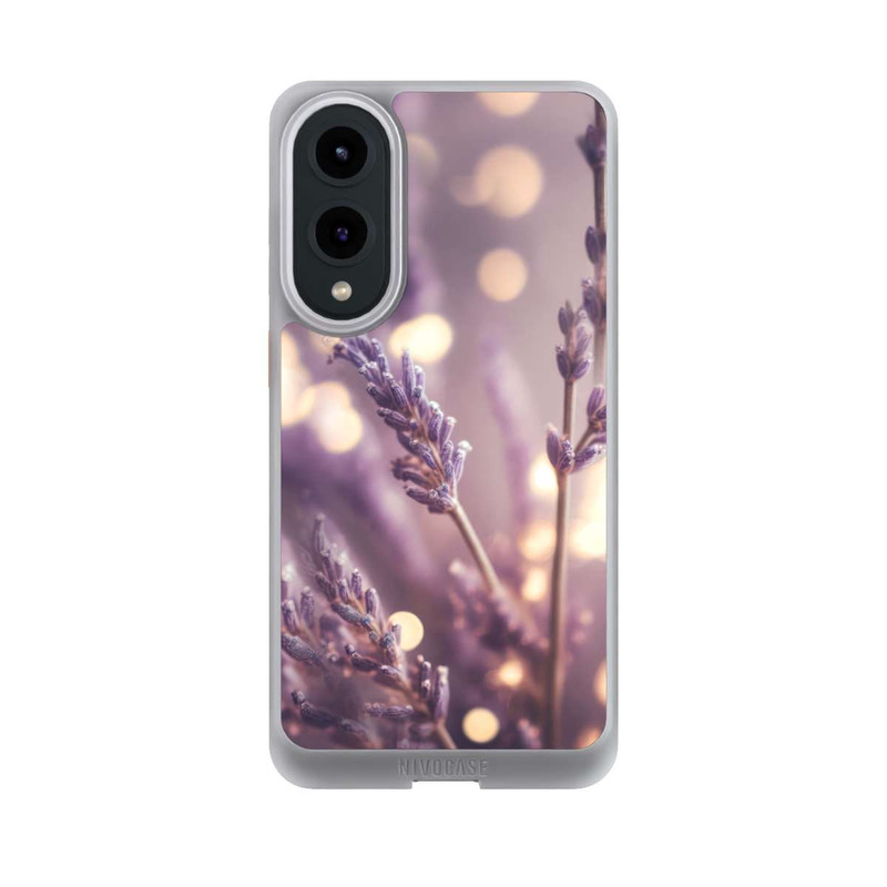 Galaxy S25 Edge NIVOcore Lavender Close Up with AI