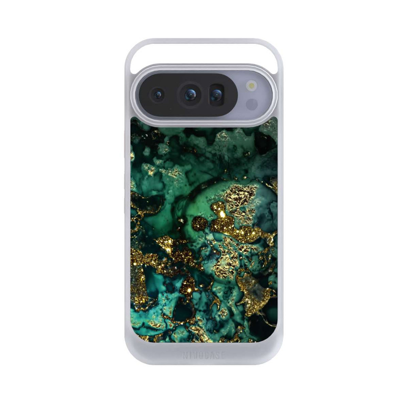 Pixel 10 Pro NIVOcore Cyan Glitzer Marmorlook