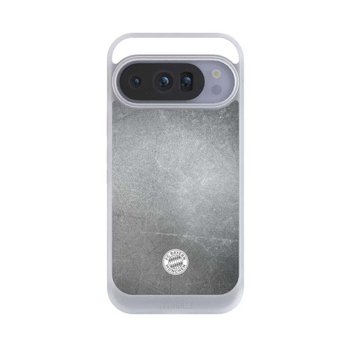 Google Pixel 10 Pro NIVOcore Klassisches FCB Logo Klein - Weiß auf Metalllook