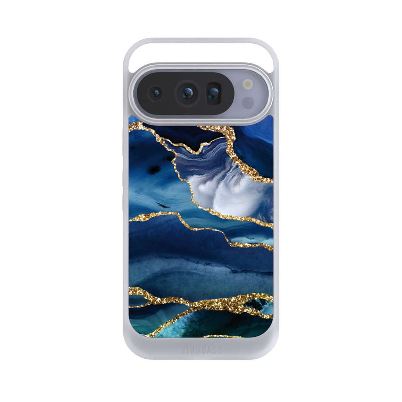 Pixel 10 Pro NIVOcore  Blauer Marmor Gold Glitzer Look