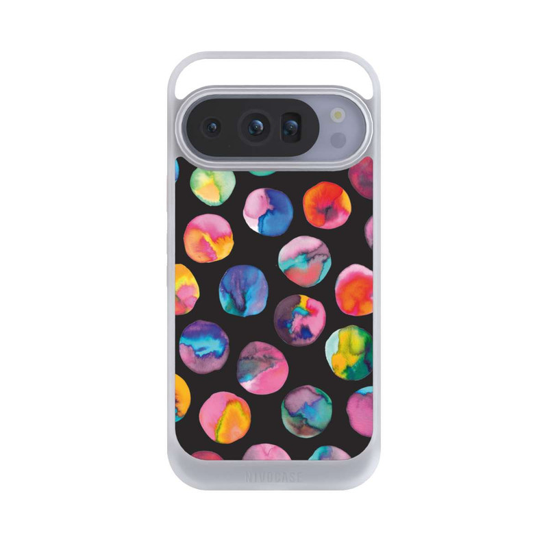 Pixel 10 Pro NIVOcore Bunte Tintenmurmeln Punkte Schwarz