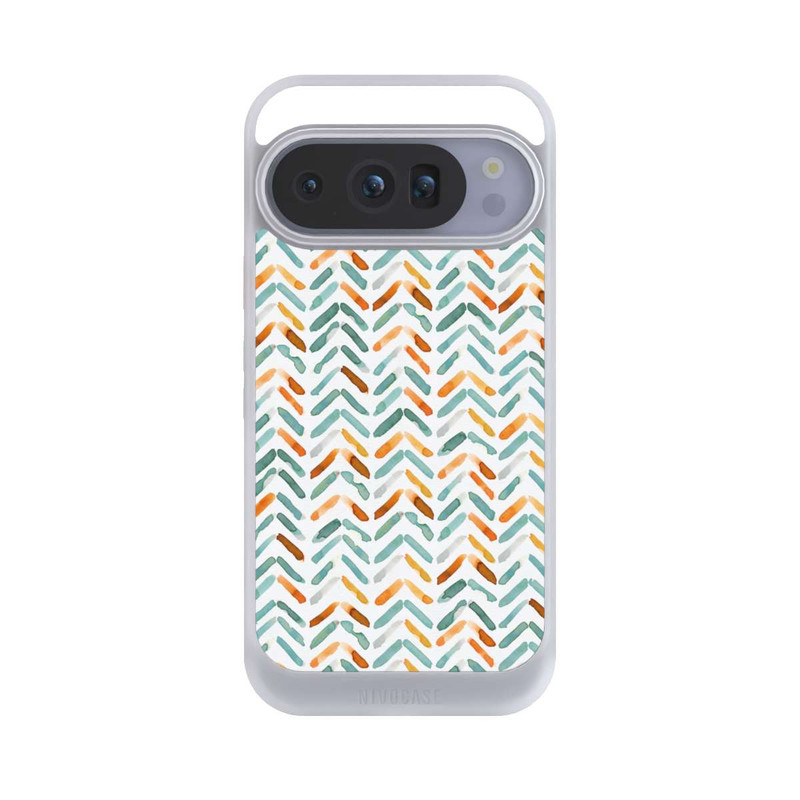 Pixel 10 Pro NIVOcore Elegantes Herbstchevron Blau Orange