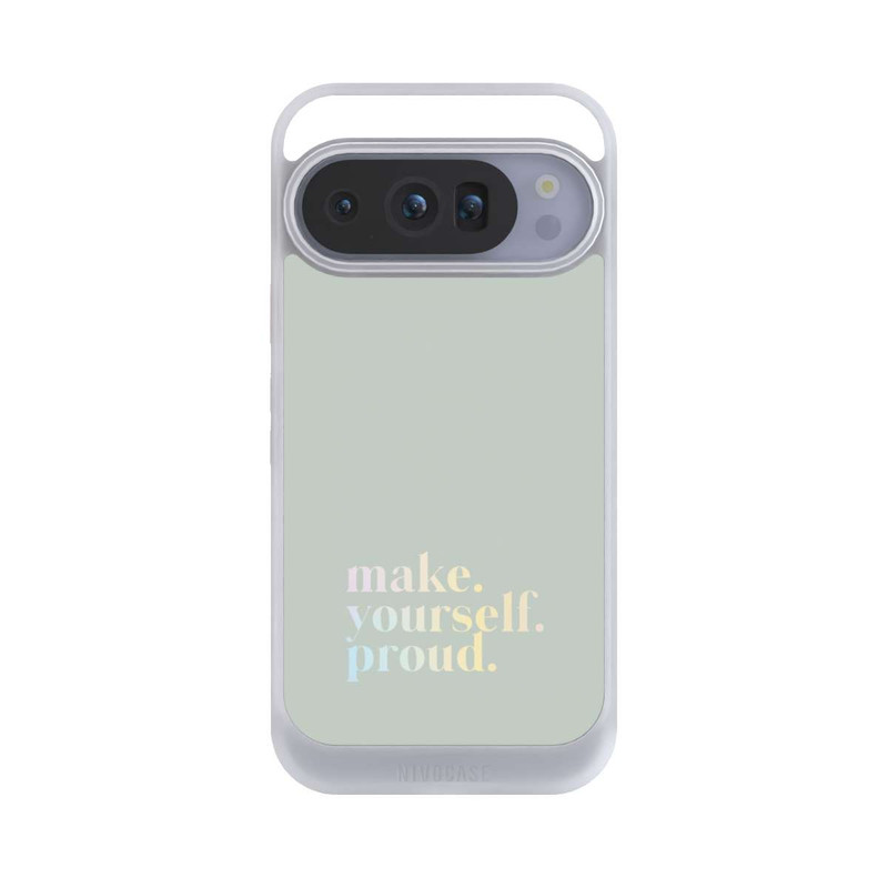 Pixel 10 Pro NIVOcore Make Yourself Proud Zitat-Minze und Farbverlauf
