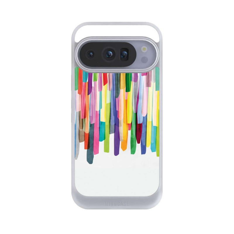 Pixel 10 Pro NIVOcore Bunte Streifen Weißer Hintergrund