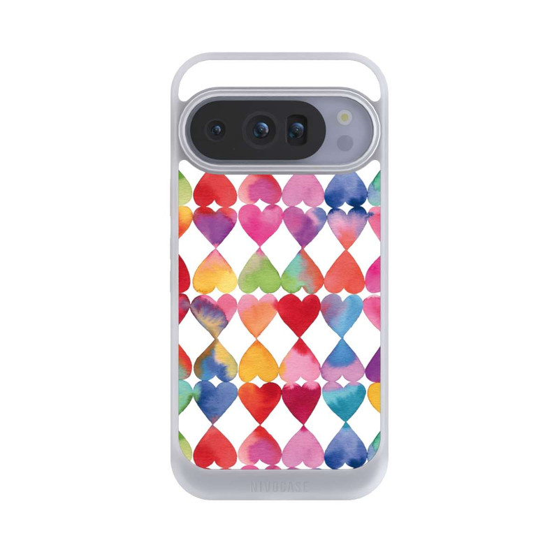 Pixel 10 Pro NIVOcore Colorful Watercolor Hearts Pattern