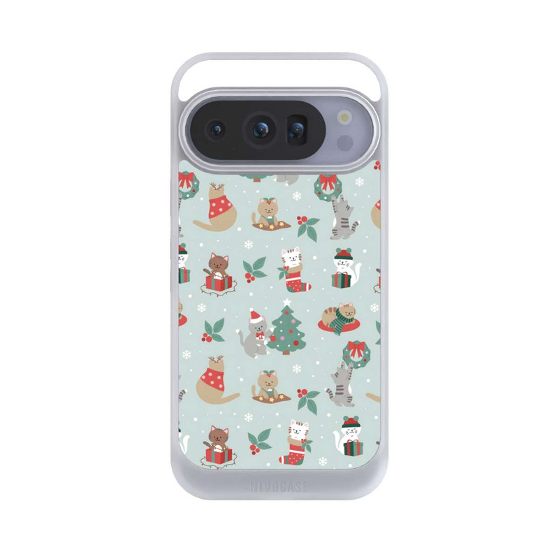 Pixel 10 Pro NIVOcore festliche Katzen im Winterwunderland