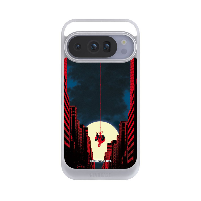 Pixel 10 Pro NIVOcore Spider-Man Marvel between Skyscrapers