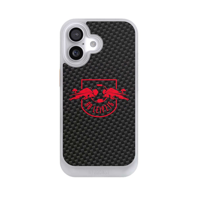 iPhone 17 NIVOcore Rotes RB Leipzig Logo auf Carbonoptik