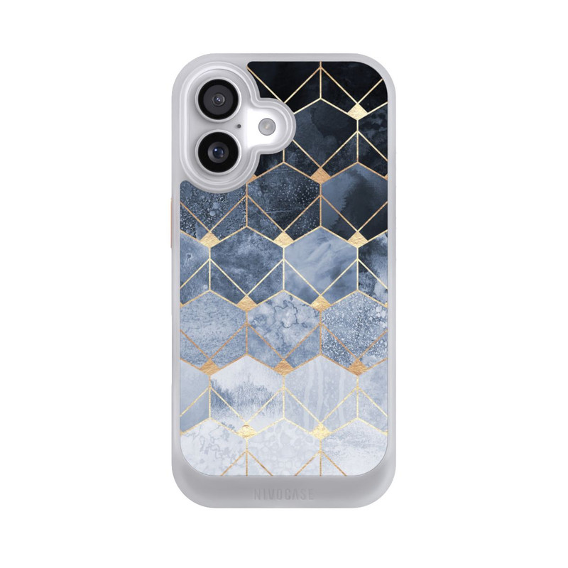 iPhone 17 NIVOcore Impression Or Hexagones Bleus Et Diamants