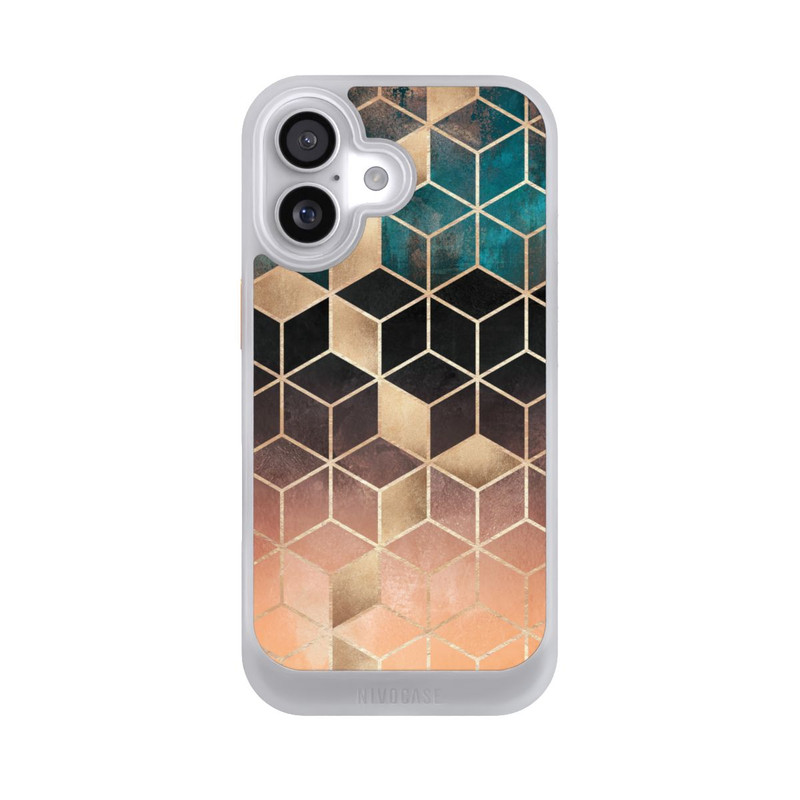 iPhone 17 NIVOcore Cubes de rêve imprimé doré