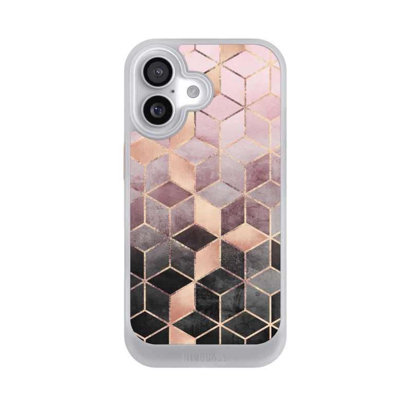 iPhone 17 NIVOcore Imprimé Cubes Dégradés Gris Rose