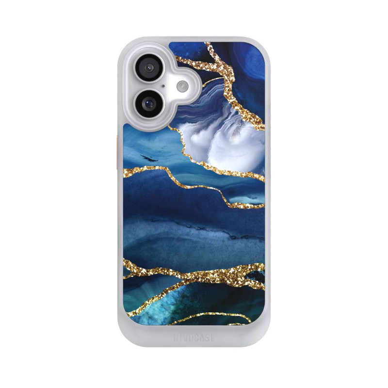 iPhone 17 NIVOcore  Blauer Marmor Gold Glitzer Look