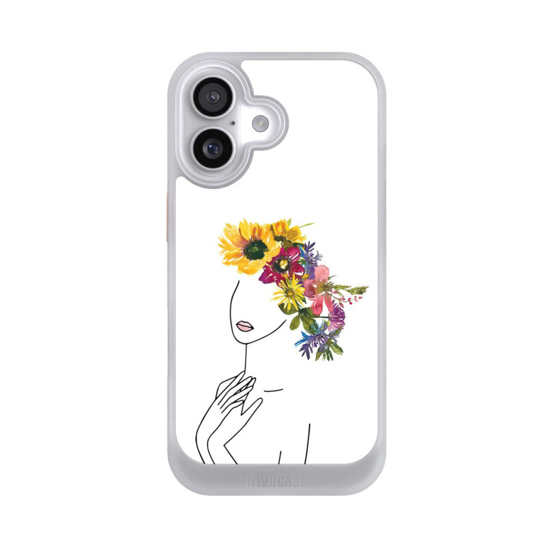 iPhone 17 NIVOcore Line Art femme et couronne de fleurs