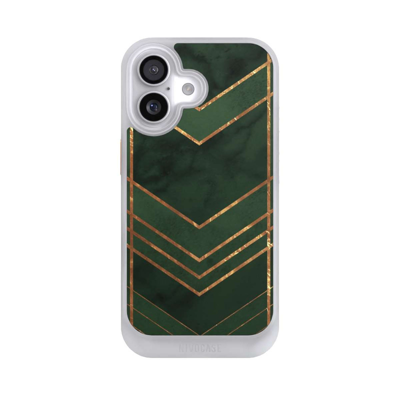 iPhone 17 NIVOcore Motif vert foncé rayures dorées