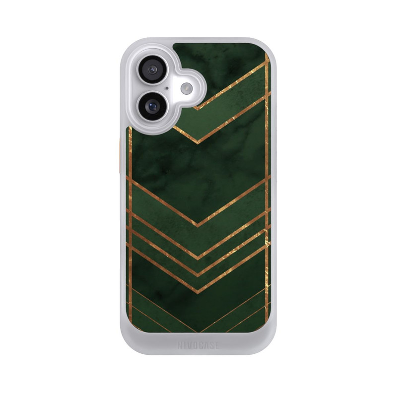 iPhone 17 NIVOcore Dark Green Pattern Golden Stripes