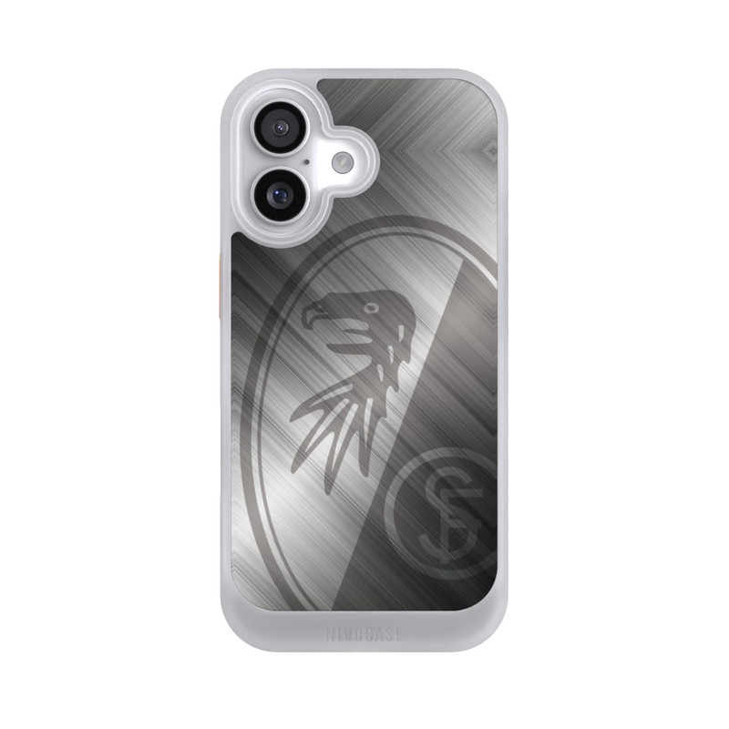 iPhone 17 NIVOcore SC Freiburg Glänzendes Metall Hintergrund
