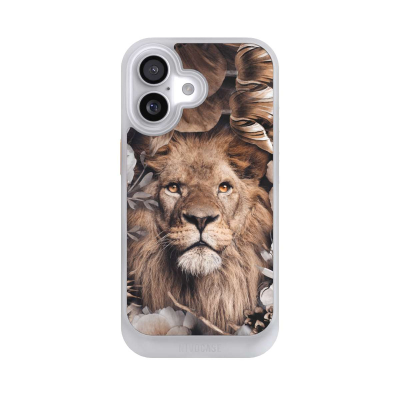 iPhone 17 NIVOcore Löwe Blumenrahmen Beige