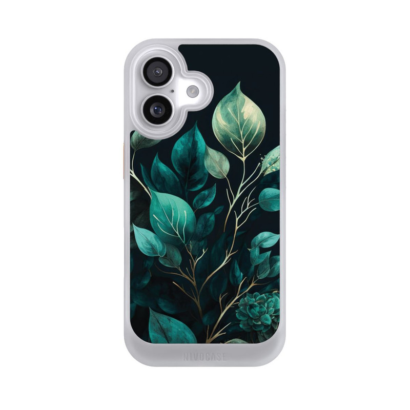 iPhone 17 NIVOcore Grüne Eukalyptus Blätter mit dunklem Hintergrund mit KI