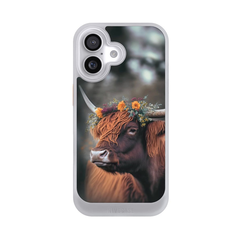 iPhone 17 NIVOcore Hochland Rind mit Blumen mit KI