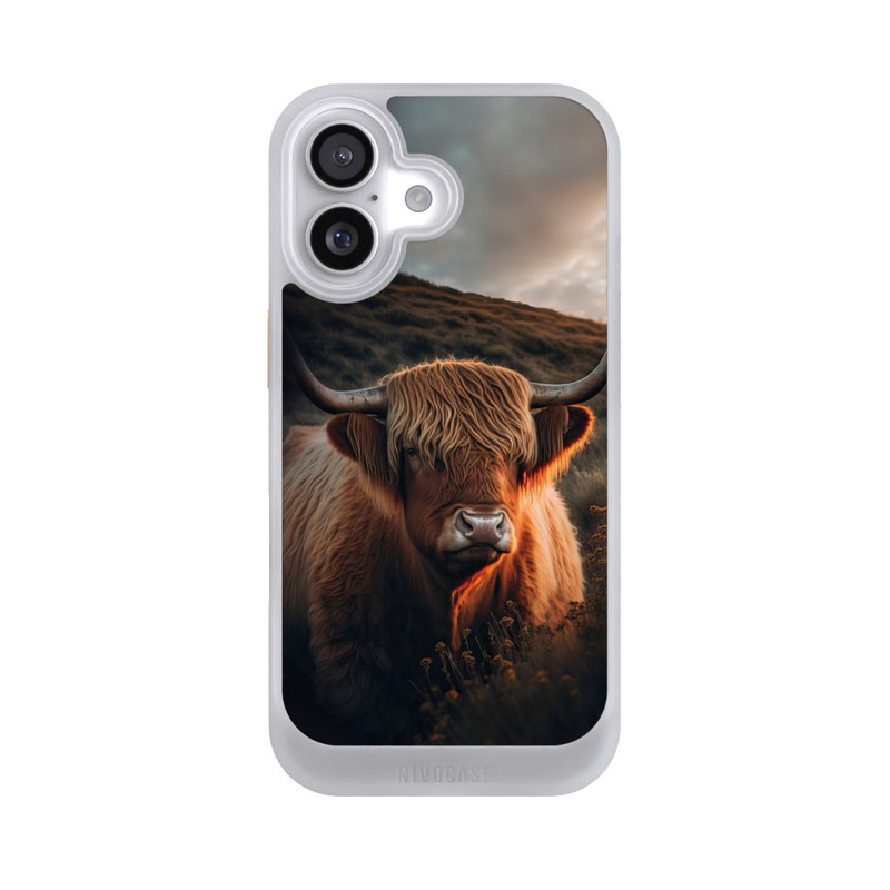 iPhone 17 NIVOcore Hochland Rind mit großen Hörnern mit KI